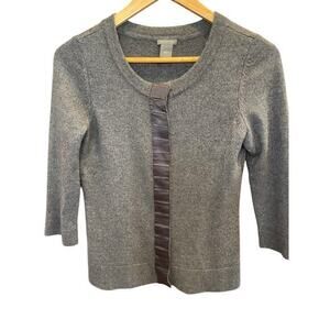 Ann Taylor‎ Women Small Wool Cardigan Button Panel Sweater Merino Wool Rabbit